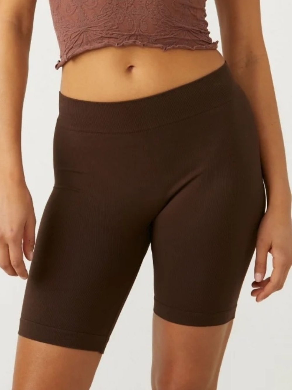 NWT Intimately Free People Chocolate Merlot Seamless Bike Shorts Size M/L